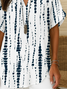 Damen Gestreift Kurzarm Bluse Sommer Print V-Ausschnitt Täglich Lässig Oberteile