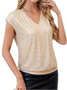 Damen Unifarben Kurzarm T-Shirts T-Shirt V-Ausschnitt Lässig Sommer Oberteile