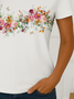 Damen Geblümt Kurzarm T-Shirts T-Shirt Rundhals Print Lässig Sommer T-Shirt mit Grafik Oberteile