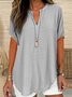 Damen Unifarben Halbarm Bluse Sommer Schalkragen Täglich Lässig Oberteile