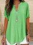 Damen Unifarben Halbarm Bluse Sommer Schalkragen Täglich Lässig Oberteile
