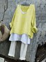 Damen Unifarben Langarm T-Shirts T-Shirt V-Ausschnitt Retro Frühling/Herbst Oberteile