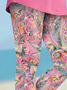 Damen Paisley Caprihosen Elastische Taille Hose Lässig Sommer Hose