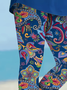 Damen Geblümt Caprihosen Elastische Taille Hose Lässig Sommer Hose