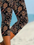 Damen Geblümt Caprihosen Elastische Taille Hose Lässig Sommer Hose