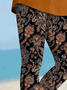 Damen Geblümt Caprihosen Elastische Taille Hose Lässig Sommer Hose