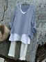 Damen Unifarben Langarm T-Shirts T-Shirt V-Ausschnitt Retro Frühling/Herbst Oberteile