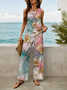 Damen Geblümt Print Zweiteiliges Set Täglich Ärmellos Lässig Sommer Bluse mit Hose Matching Set
