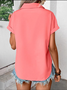 Damen Unifarben Kurzarm T-Shirts T-Shirt Schalkragen Lässig Sommer Oberteile