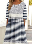 Damen Halbarm Sommer Gestreift Kleid Rundhals Täglich Ausgehen Retro Maxikleid Blusenkleid A-Linien-Kleid