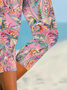 Damen Paisley Caprihosen Elastische Taille Hose Lässig Sommer Hose