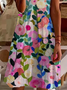 Damen Geblümt Kurzarm Sommer Print Kleid V-Ausschnitt Täglich Lässig Midi Passen & Flare Kleid A-Linien-Kleid