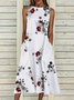 Damen Geblümt Ärmellos Sommer Print Kleid Rundhals Täglich Lässig Maxikleid Passen & Flare Kleid H-Linie Kleid