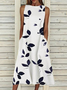Damen Geblümt Ärmellos Sommer Print Kleid Rundhals Täglich Lässig Maxikleid Passen & Flare Kleid H-Linie Kleid