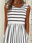Damen Gestreift Ärmellos Sommer Print Kleid Rundhals Täglich Lässig Maxikleid Passen & Flare Kleid H-Linie Kleid