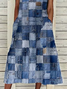 Damen Kariert Ärmellos Sommer Print Kleid Rundhals Täglich Lässig Maxikleid Passen & Flare Kleid H-Linie Kleid