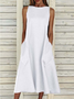 Damen Unifarben Ärmellos Sommer Print Kleid Rundhals Täglich Lässig Maxikleid Passen & Flare Kleid H-Linie Kleid