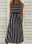 Damen Gestreift Ärmellos Sommer Print Kleid Rundhals Täglich Lässig Maxikleid Passen & Flare Kleid H-Linie Kleid