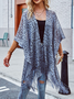 Damen Leopard Sommer Aufdecken Retro Leicht Strickjacke