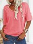 Damen Geblümt Kurzarm T-Shirts T-Shirt V-Ausschnitt Lässig Sommer Oberteile