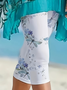Damen Libelle Caprihosen Elastische Taille Hose Lässig Sommer Hose