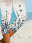 Damen Geblümt Caprihosen Elastische Taille Hose Lässig Sommer Hose