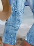 Damen Geblümt Caprihosen Elastische Taille Hose Lässig Sommer Hose