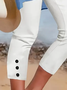 Damen Unifarben Caprihosen Elastische Taille Hose Lässig Sommer Hose