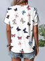 Damen Schmetterling Kurzarm T-Shirts T-Shirt Rundhals Print Lässig Sommer T-Shirt mit Grafik Oberteile