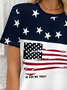 Damen Stern Kurzarm T-Shirts T-Shirt Rundhals Print Lässig Sommer T-Shirt mit Grafik Oberteile