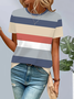 Damen Gestreift Kurzarm T-Shirts T-Shirt Rundhals Print Lässig Sommer T-Shirt mit Grafik Oberteile