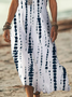 Damen Gestreift Kurzarm Sommer Print Kleid V-Ausschnitt Täglich Lässig Maxikleid X-Linie Kleid