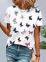 Damen Schmetterling Kurzarm T-Shirts T-Shirt Rundhals Print Lässig Sommer T-Shirt mit Grafik Oberteile