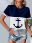 Damen Anker Kurzarm T-Shirts T-Shirt Rundhals Print Lässig Sommer T-Shirt mit Grafik Oberteile