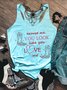 Damen Ärmellos Tanktop Oberteile Leibchen Sommer Buchstabenmuster U-Ausschnitt Urlaub Lässig Oberteile