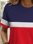 Damen Gestreift Kurzarm T-Shirts T-Shirt Rundhals Print Lässig Sommer T-Shirt mit Grafik Oberteile
