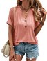 Damen Unifarben Kurzarm T-Shirts T-Shirt V-Ausschnitt Lässig Sommer Oberteile