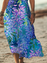 Damen Geblümt Kurzarm Sommer Print Kleid V-Ausschnitt Täglich Lässig Maxikleid X-Linie Kleid