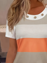 Damen Gestreift Kurzarm T-Shirts T-Shirt Rundhals Print Lässig Sommer T-Shirt mit Grafik Oberteile