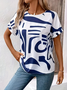 Damen Abstrakt Kurzarm T-Shirts T-Shirt Rundhals Print Lässig Sommer T-Shirt mit Grafik Oberteile