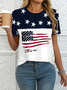 Damen Stern Kurzarm T-Shirts T-Shirt Rundhals Print Lässig Sommer T-Shirt mit Grafik Oberteile