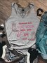 Damen Ärmellos Tanktop Oberteile Leibchen Sommer Buchstabenmuster U-Ausschnitt Urlaub Lässig Oberteile