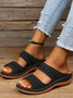 Neu Große Größen Pantoletten, Retro Patchwork, Rutschfest Rund Keilabsatz, Bequem Flach Pantolette für Damen