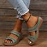 Neu Große Größen Pantoletten, Retro Patchwork, Rutschfest Rund Keilabsatz, Bequem Flach Pantolette für Damen