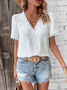 Damen Polka Dots Kurzarm Bluse Sommer V-Ausschnitt Täglich Lässig Oberteile