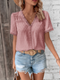 Damen Polka Dots Kurzarm Bluse Sommer V-Ausschnitt Täglich Lässig Oberteile