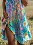 Damen Geblümt Kurzarm Sommer Kleid Hemdkragen Täglich Lässig Midi A-Linien-Kleid