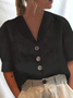 Damen Bluse Sommer Schalkragen Weit Kurzarm