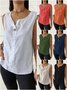Damen Unifarben Ärmellos Bluse Sommer V-Ausschnitt Täglich Lässig Oberteile