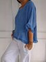 Damen Unifarben Dreiviertelärmel T-Shirts T-Shirt Rundhals Lässig Frühling/Herbst Oberteile